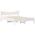 vidaXL Cadru de pat fără saltea, alb, 120x190 cm, lemn masiv pin