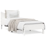 vidaXL Cadru de pat fără saltea, alb, 75x190 cm, lemn masiv de pin