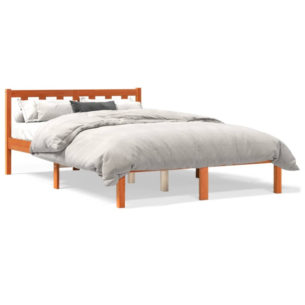 vidaXL Cadru de pat fără saltea, maro ceruit 140x200 cm lemn masiv pin