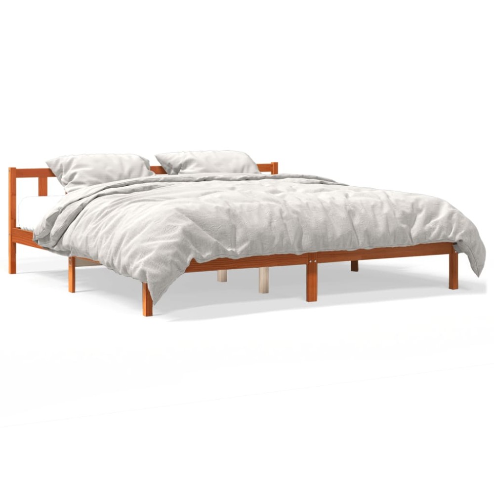 vidaXL Cadru de pat fără saltea, maro ceruit 180x200 cm lemn masiv pin