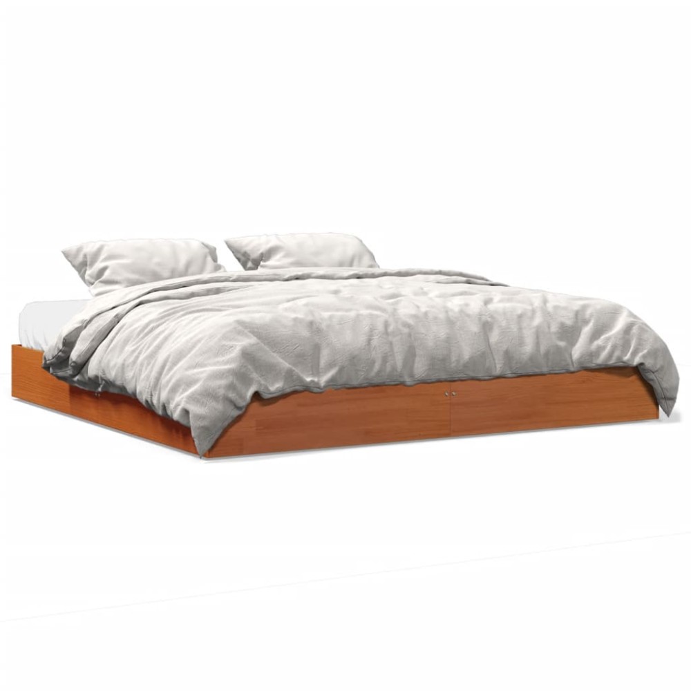 vidaXL Cadru de pat fără saltea, maro ceruit 180x200 cm lemn masiv pin