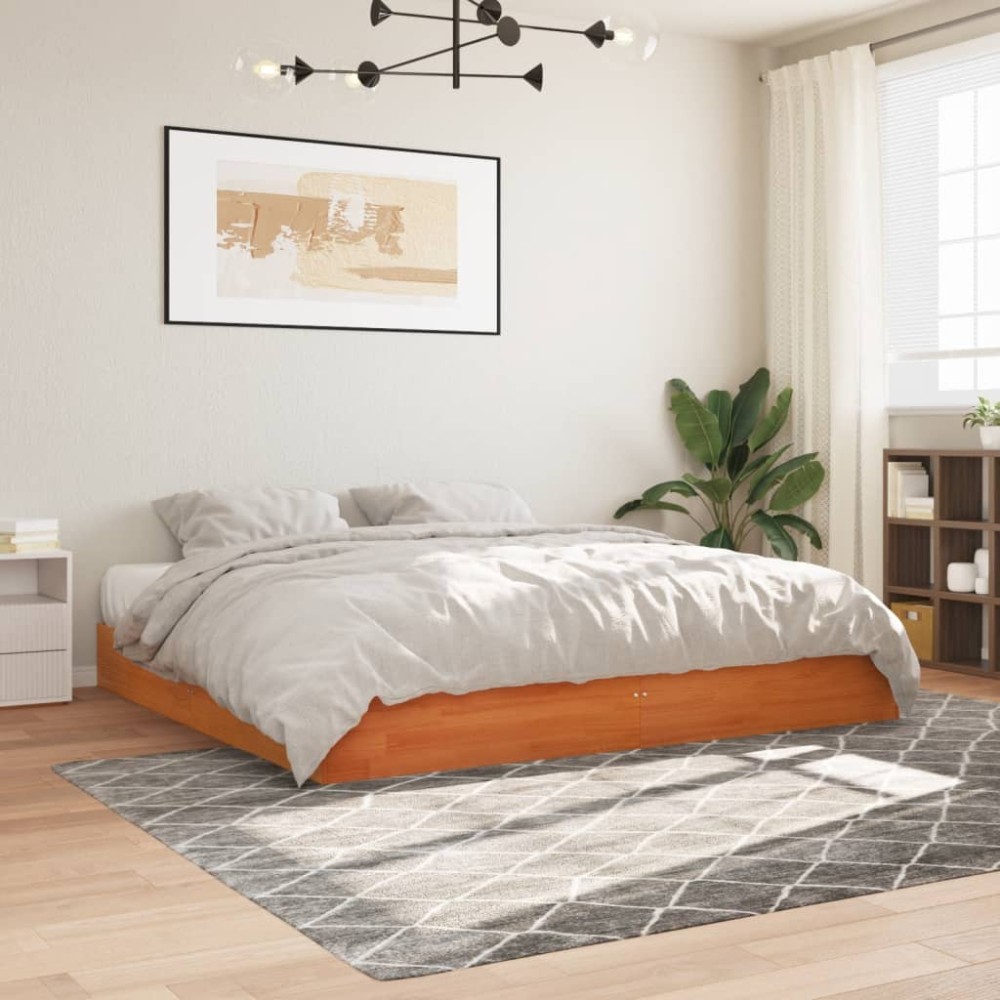 vidaXL Cadru de pat fără saltea, maro ceruit 180x200 cm lemn masiv pin