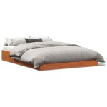 vidaXL Cadru de pat fără saltea, maro ceruit 140x200 cm lemn masiv pin vidaXL Cadru de pat fără saltea, maro ceruit 140x200 cm lemn masiv pin