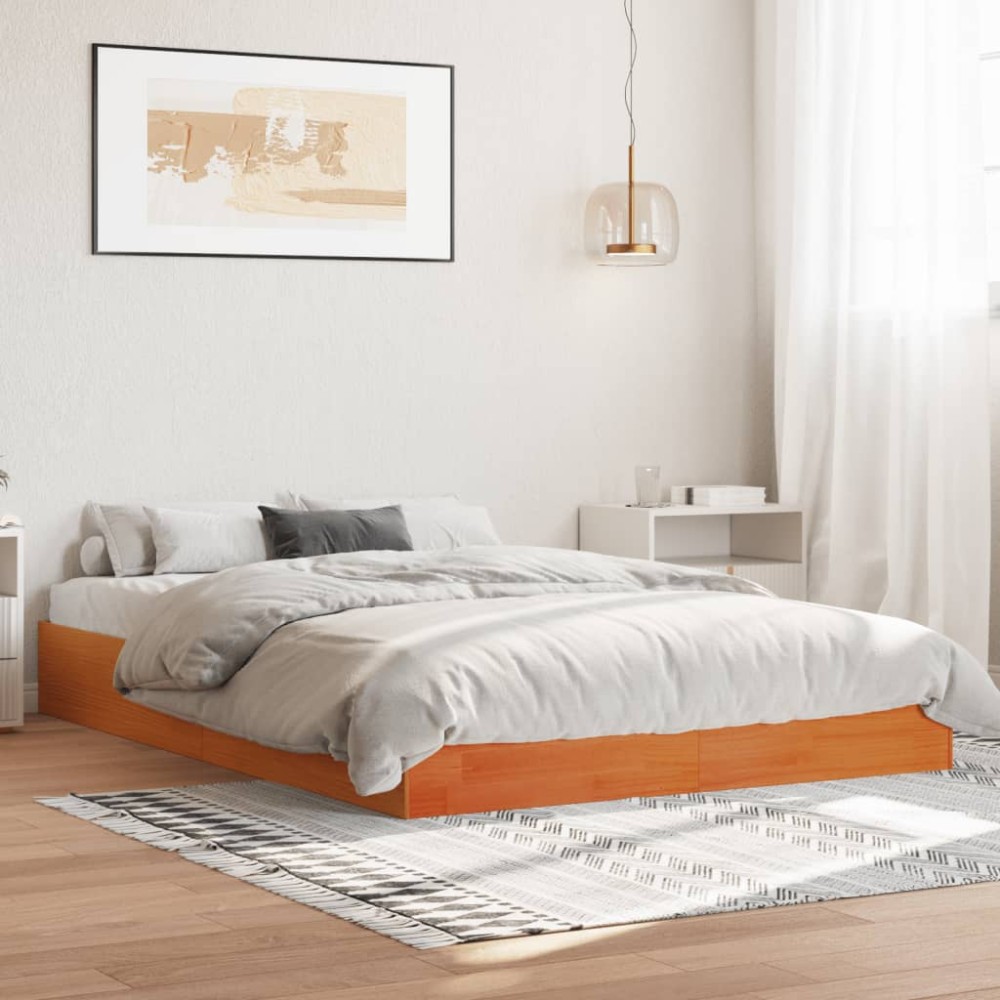 vidaXL Cadru de pat fără saltea, maro ceruit 140x200 cm lemn masiv pin
