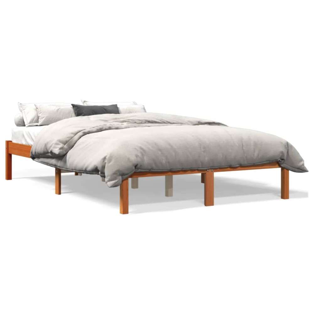 vidaXL Cadru de pat fără saltea, maro ceruit 140x200 cm lemn masiv pin