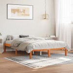 vidaXL Cadru de pat fără saltea, maro ceruit 140x200 cm lemn masiv pin vidaXL Cadru de pat fără saltea, maro ceruit 140x200 cm lemn masiv pin