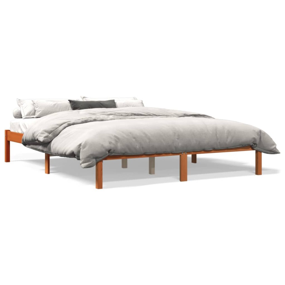 vidaXL Cadru de pat fără saltea, maro ceruit 150x200 cm lemn masiv pin