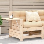 vidaXL Canapea cu cotieră de grădină, cu masă laterală, lemn masiv pin vidaXL Canapea cu cotieră de grădină, cu masă laterală, lemn masiv pin