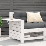 vidaXL Canapea cu cotieră de grădină, cu masă laterală, lemn masiv pin vidaXL Canapea cu cotieră de grădină, cu masă laterală, lemn masiv pin