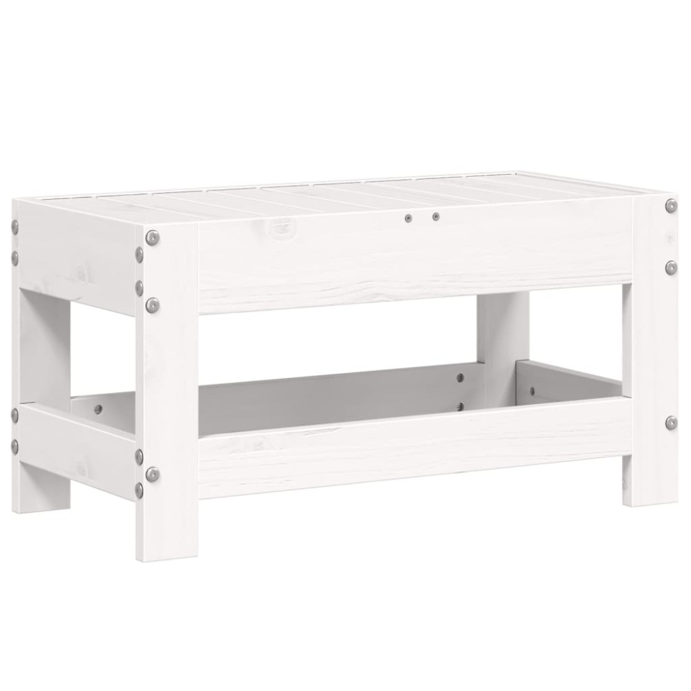 vidaXL Taburet de grădină, alb, 62x30x32 cm, lemn masiv de pin