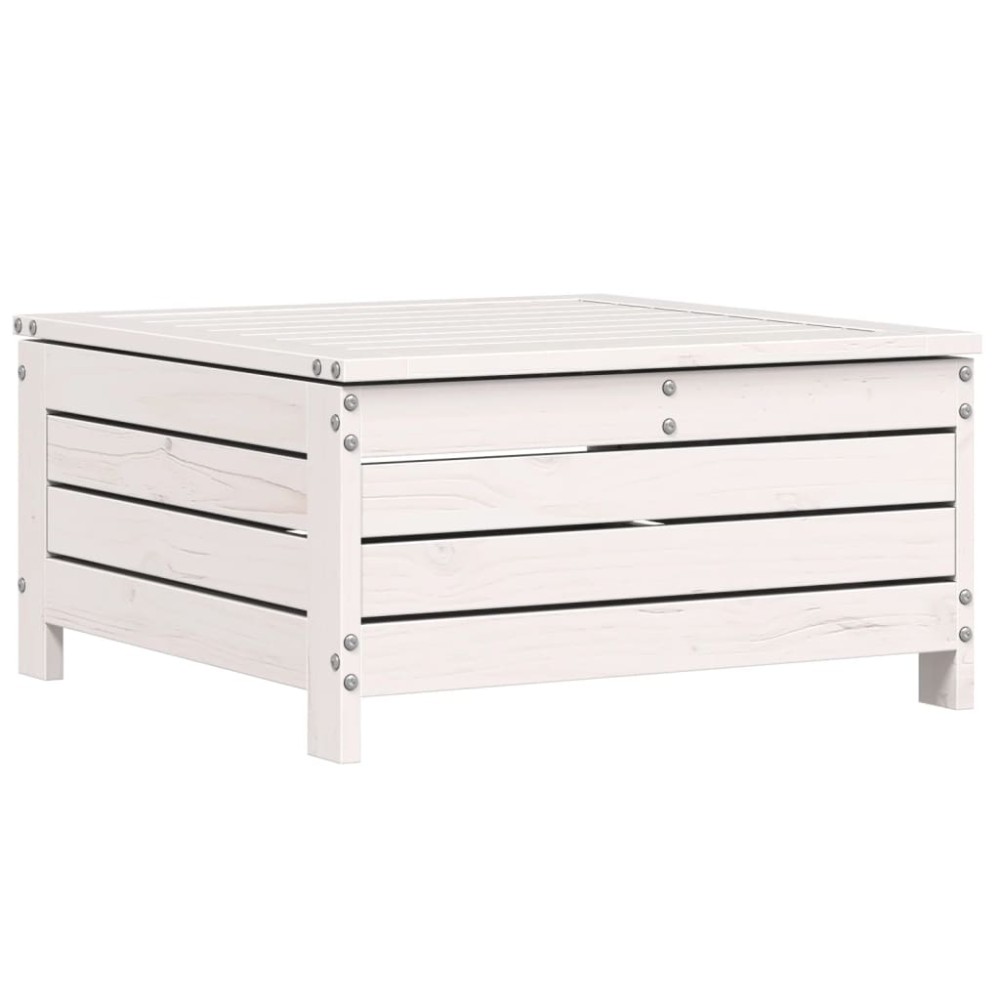 vidaXL Taburet de grădină, alb, 62x63,5x32 cm, lemn masiv pin