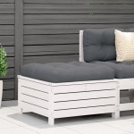 vidaXL Taburet de grădină, alb, 62x63,5x32 cm, lemn masiv pin