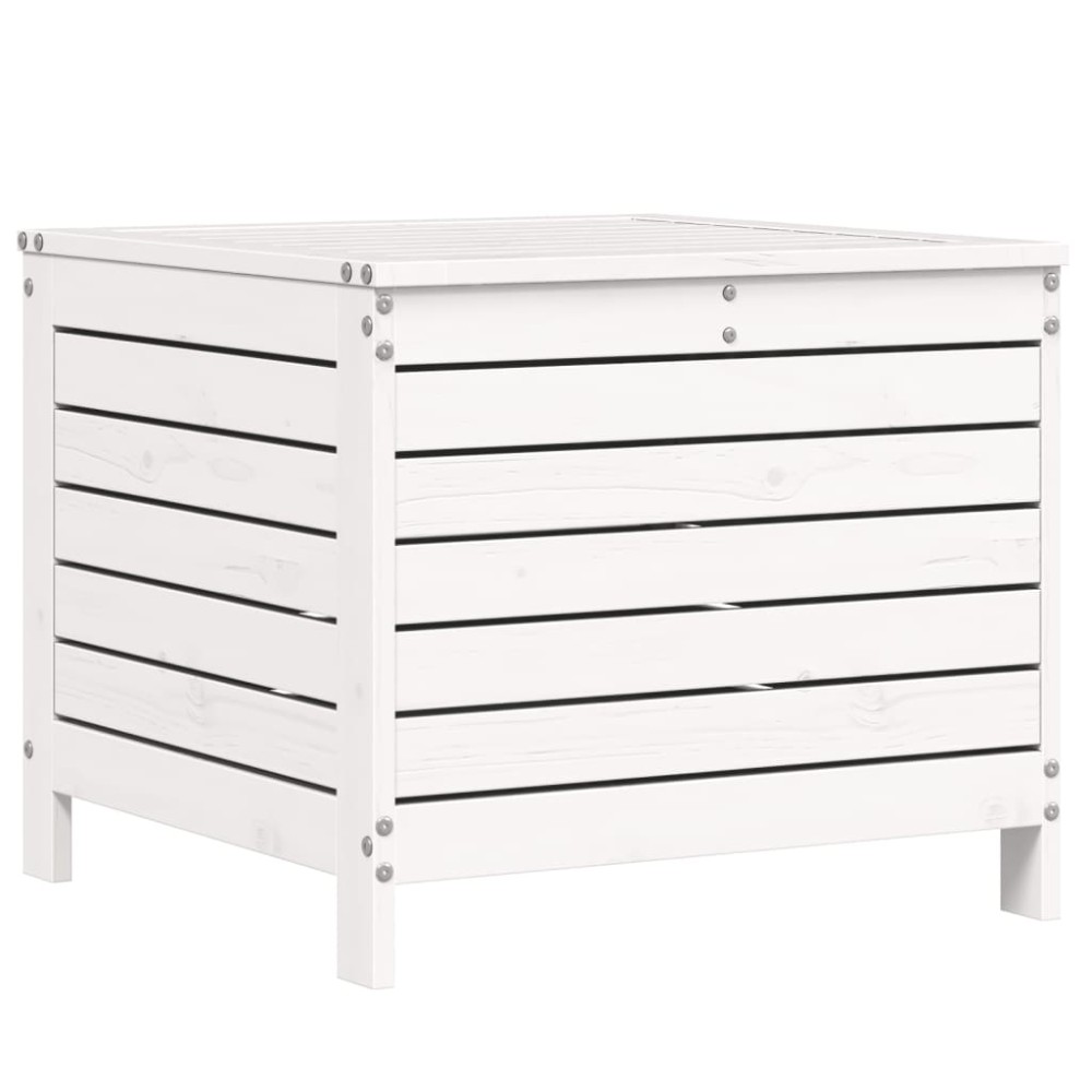vidaXL Taburet de grădină, alb, 62x63,5x53,5 cm, lemn masiv pin