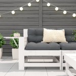 vidaXL Canapea grădină cotieră cu perne, alb, lemn masiv de pin vidaXL Canapea grădină cotieră cu perne, alb, lemn masiv de pin