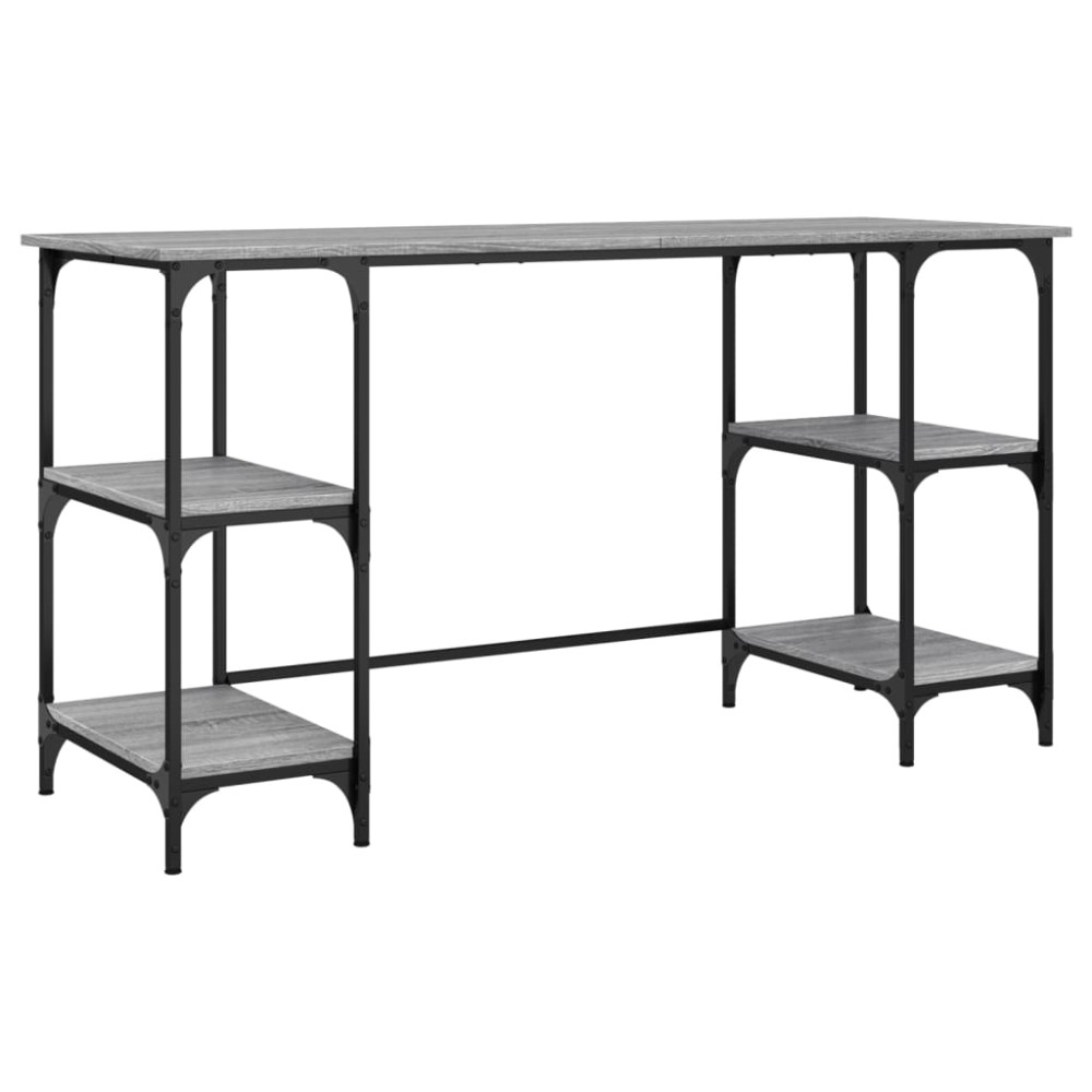 vidaXL Birou, gri sonoma, 140x50x75 cm, metal și lemn prelucrat