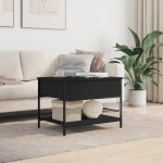 vidaXL Măsuță de cafea, negru, 70x50x50 cm, lemn prelucrat și metal vidaXL Măsuță de cafea, negru, 70x50x50 cm, lemn prelucrat și metal
