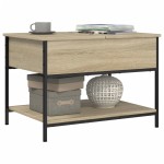 vidaXL Măsuță de cafea, 70x50x50 cm, lemn prelucrat și metal vidaXL Măsuță de cafea, 70x50x50 cm, lemn prelucrat și metal