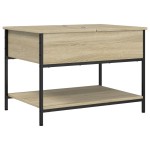 vidaXL Măsuță de cafea, 70x50x50 cm, lemn prelucrat și metal vidaXL Măsuță de cafea, 70x50x50 cm, lemn prelucrat și metal
