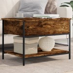 vidaXL Măsuță de cafea, 70x50x50 cm, lemn prelucrat și metal vidaXL Măsuță de cafea, 70x50x50 cm, lemn prelucrat și metal