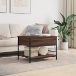 vidaXL Măsuță de cafea stejar maro 70x50x50 cm lemn prelucrat și metal vidaXL Măsuță de cafea stejar maro 70x50x50 cm lemn prelucrat și metal