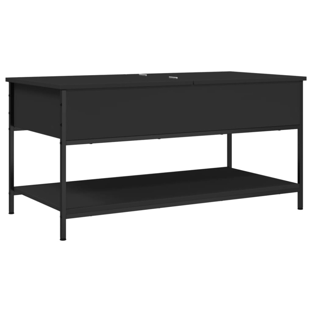 vidaXL Măsuță de cafea, negru, 100x50x50 cm, lemn prelucrat și metal