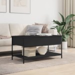 vidaXL Măsuță de cafea, negru, 100x50x50 cm, lemn prelucrat și metal