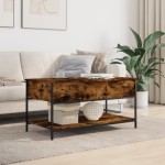 vidaXL Măsuță de cafea stejar fumuriu 100x50x50cm lemn prelucrat/metal