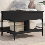 vidaXL Măsuță de cafea, negru, 70x50x50 cm, lemn prelucrat și metal vidaXL Măsuță de cafea, negru, 70x50x50 cm, lemn prelucrat și metal