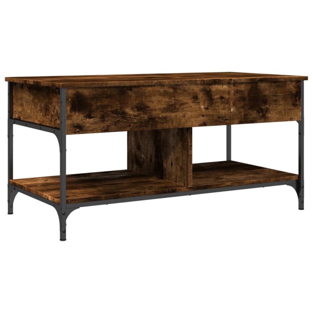 vidaXL Măsuță de cafea stejar fumuriu 100x50x50cm lemn prelucrat/metal