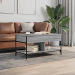 vidaXL Măsuță de cafea gri sonoma 100x50x50 cm lemn prelucrat și metal
