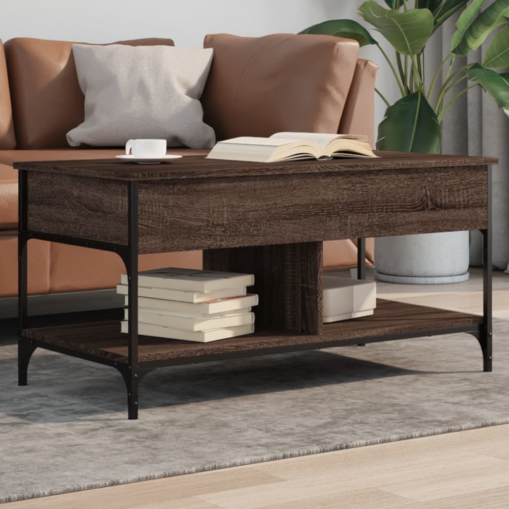 vidaXL Măsuță de cafea stejar maro 100x50x50 cm lemn prelucrat/metal