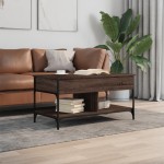 vidaXL Măsuță de cafea stejar maro 100x50x50 cm lemn prelucrat/metal vidaXL Măsuță de cafea stejar maro 100x50x50 cm lemn prelucrat/metal
