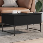 vidaXL Măsuță de cafea, negru, 70x50x40 cm, lemn prelucrat și metal vidaXL Măsuță de cafea, negru, 70x50x40 cm, lemn prelucrat și metal