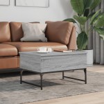 vidaXL Măsuță de cafea, gri sonoma 70x50x40 cm lemn prelucrat și metal