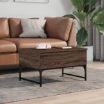 vidaXL Măsuță de cafea stejar maro 70x50x40 cm lemn prelucrat și metal vidaXL Măsuță de cafea stejar maro 70x50x40 cm lemn prelucrat și metal