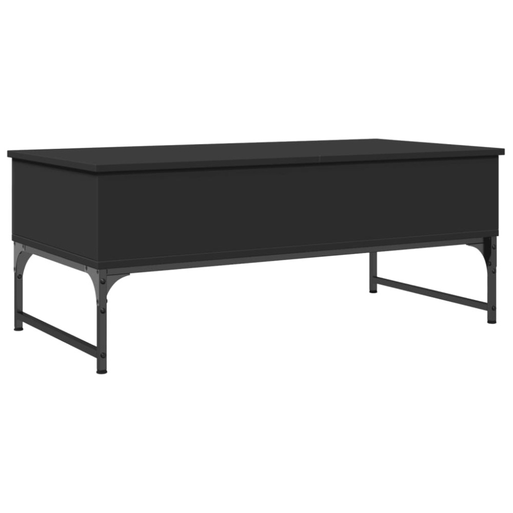 vidaXL Măsuță de cafea, negru, 100x50x40 cm, lemn prelucrat și metal