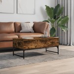 vidaXL Măsuță de cafea stejar fumuriu 100x50x40cm lemn prelucrat/metal