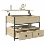 vidaXL Măsuță de cafea, 70x50x50 cm, lemn prelucrat și metal vidaXL Măsuță de cafea, 70x50x50 cm, lemn prelucrat și metal