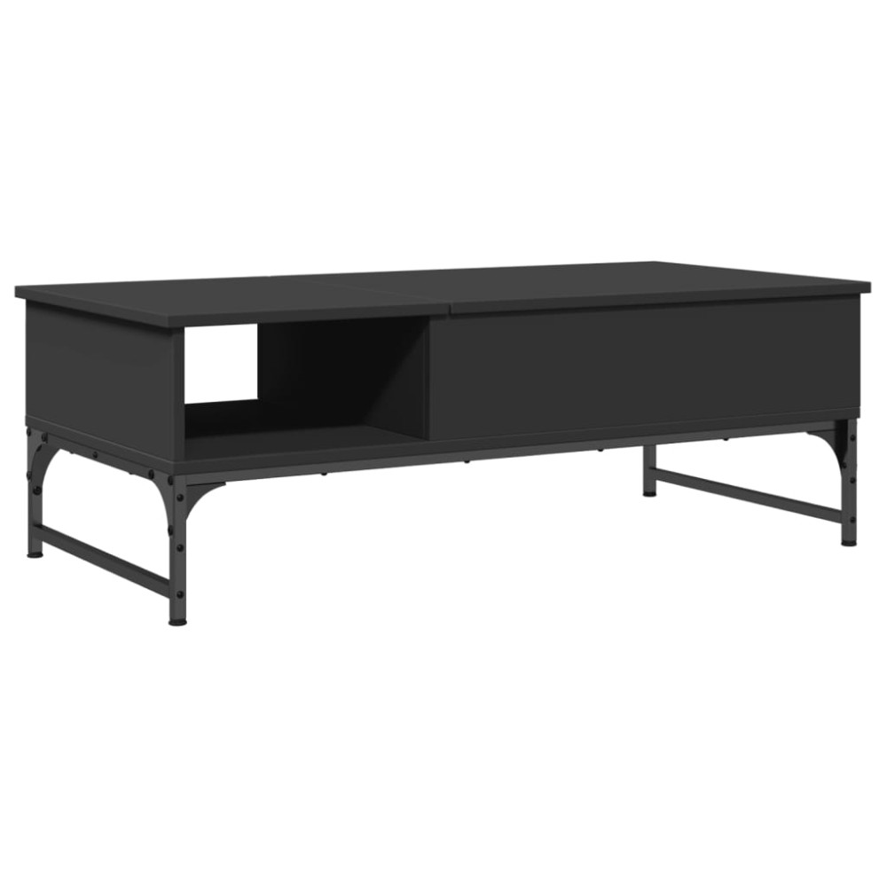 vidaXL Măsuță de cafea, negru, 100x50x35 cm, lemn prelucrat și metal