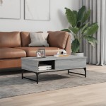 vidaXL Măsuță de cafea, gri sonoma, 100x50x35 cm, lemn prelucrat/metal