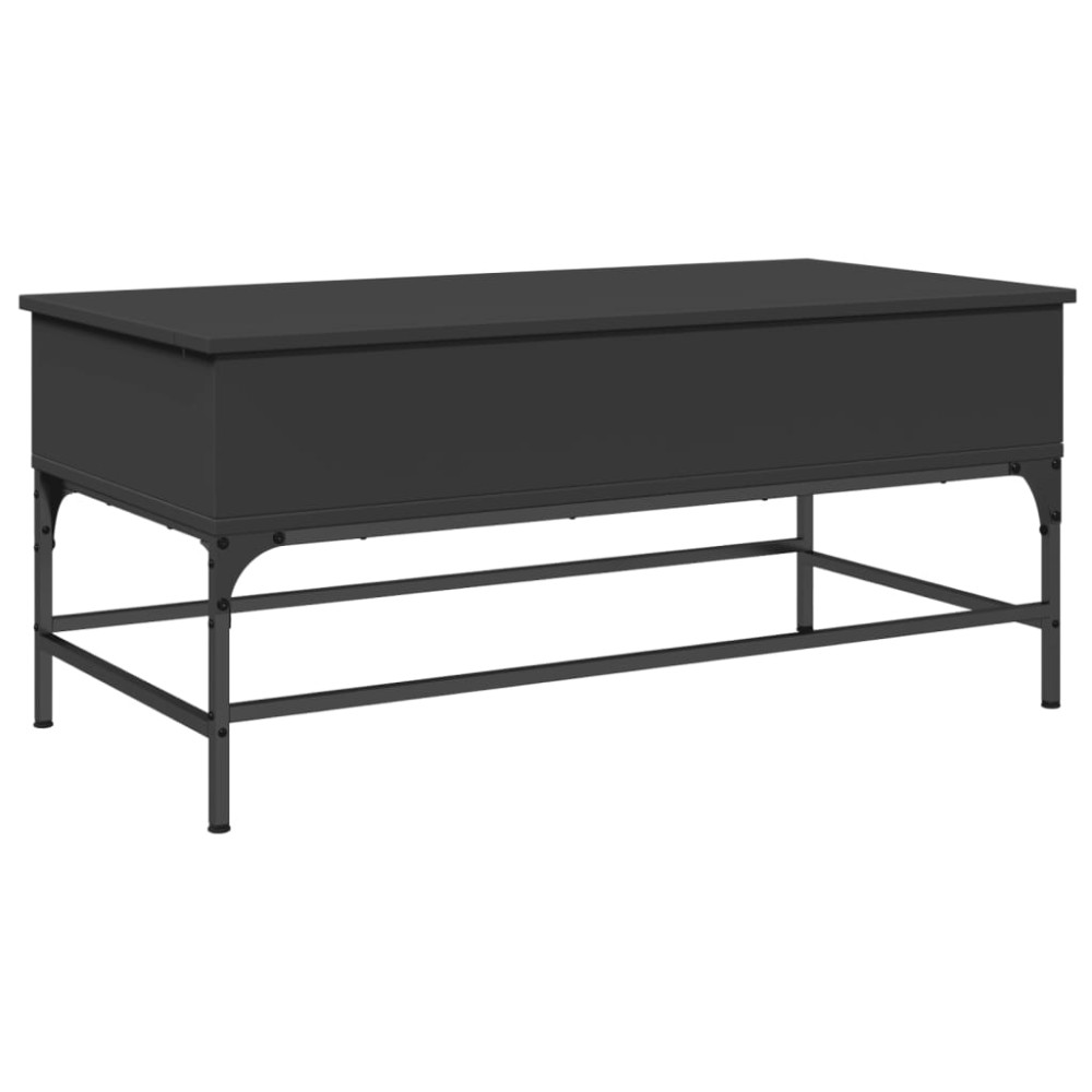 vidaXL Măsuță de cafea, negru, 100x50x45 cm, lemn prelucrat și metal