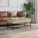 vidaXL Măsuță cafea stejar sonoma 100x50x45 cm lemn prelucrat și metal vidaXL Măsuță cafea stejar sonoma 100x50x45 cm lemn prelucrat și metal