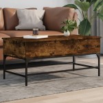 vidaXL Măsuță cafea, stejar fumuriu 100x50x45 cm lemn prelucrat/metal vidaXL Măsuță cafea, stejar fumuriu 100x50x45 cm lemn prelucrat/metal