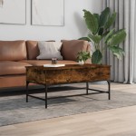 vidaXL Măsuță cafea, stejar fumuriu 100x50x45 cm lemn prelucrat/metal vidaXL Măsuță cafea, stejar fumuriu 100x50x45 cm lemn prelucrat/metal