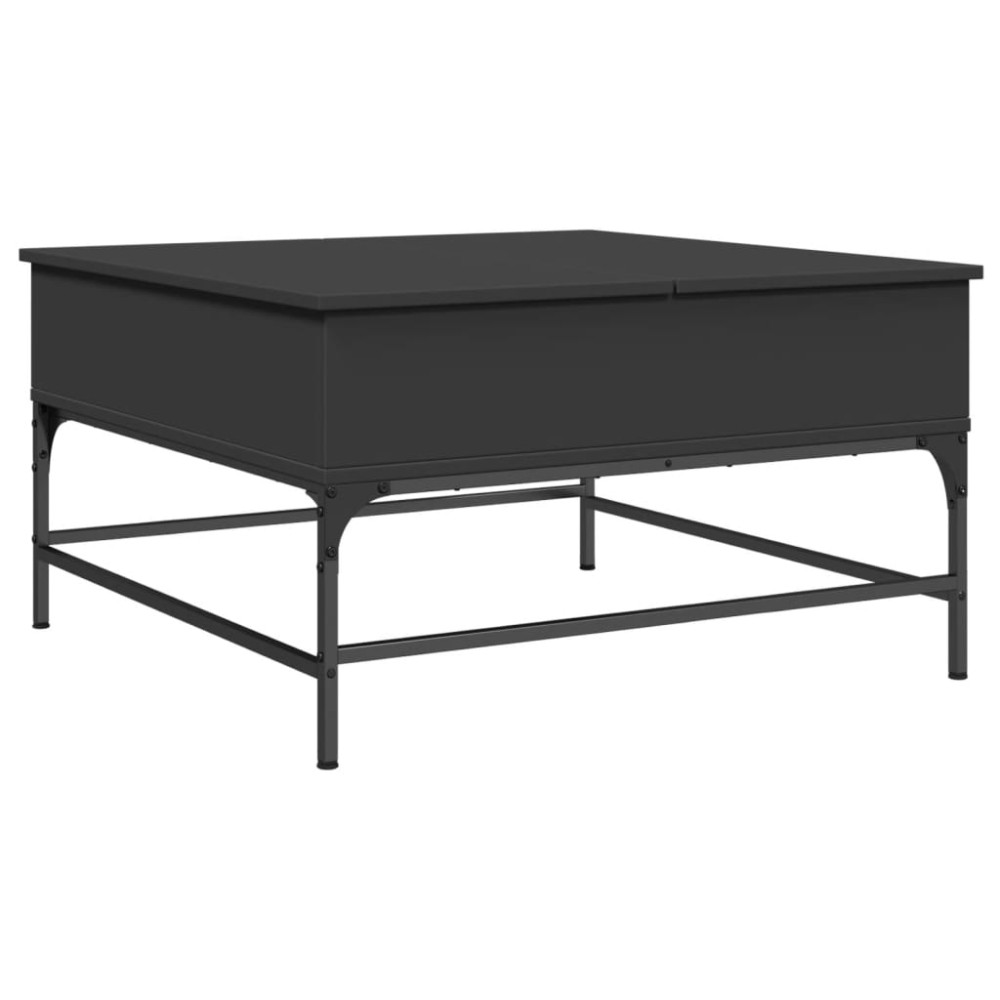 vidaXL Măsuță de cafea, negru, 80x80x45 cm, lemn prelucrat și metal