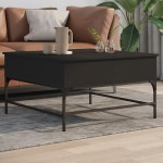 vidaXL Măsuță de cafea, negru, 80x80x45 cm, lemn prelucrat și metal vidaXL Măsuță de cafea, negru, 80x80x45 cm, lemn prelucrat și metal