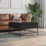 vidaXL Măsuță de cafea, negru, 80x80x45 cm, lemn prelucrat și metal vidaXL Măsuță de cafea, negru, 80x80x45 cm, lemn prelucrat și metal