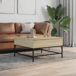 vidaXL Măsuță cafea, stejar sonoma, 80x80x45 cm, lemn prelucrat/metal vidaXL Măsuță cafea, stejar sonoma, 80x80x45 cm, lemn prelucrat/metal