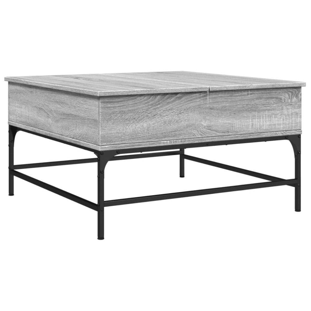vidaXL Măsuță de cafea gri sonoma 80x80x45 cm lemn prelucrat și metal