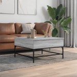 vidaXL Măsuță de cafea gri sonoma 80x80x45 cm lemn prelucrat și metal